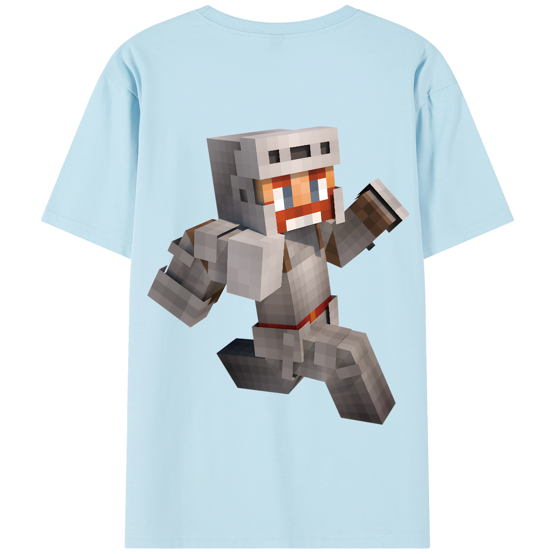 （画像用） マインクラフト ブロックの世界 Minecraft MC Block world 綿100％半袖Tシャツ（背面プリント）